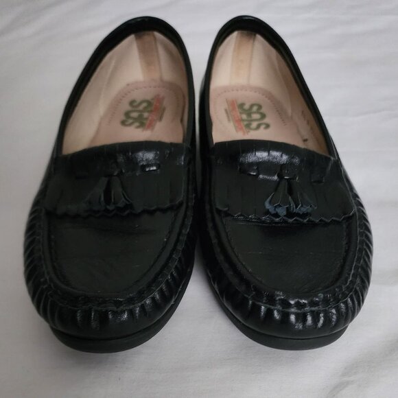 SAS Women's Tripad Comfort Black Leather Kiltie Tassel Slip-On Loafer Size 9 ½ M - Picture 3 of 10